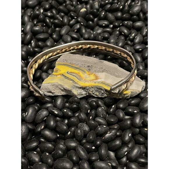 Sterling Silver HARRY’S Sterling & 14k Gold Filled Twisted Braided Cuff Bracelet - Picture 7 of 9